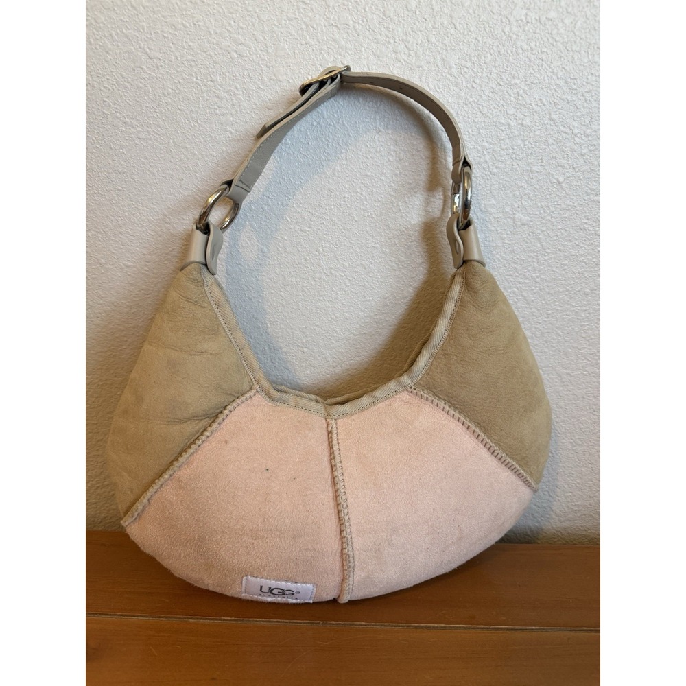UGG Bag‎ Purse Shoulder Handbag Pink Tan Suede Shearling Malibu Boho Handbag